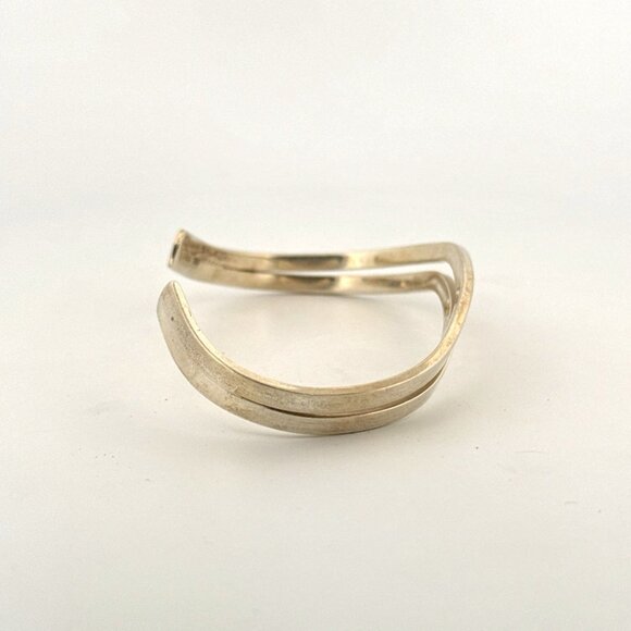 Taxco Sterling Silver Wavy Modernist Cuff Bracelet Signed Mexico, Vintage Estate - Picture 2 of 8